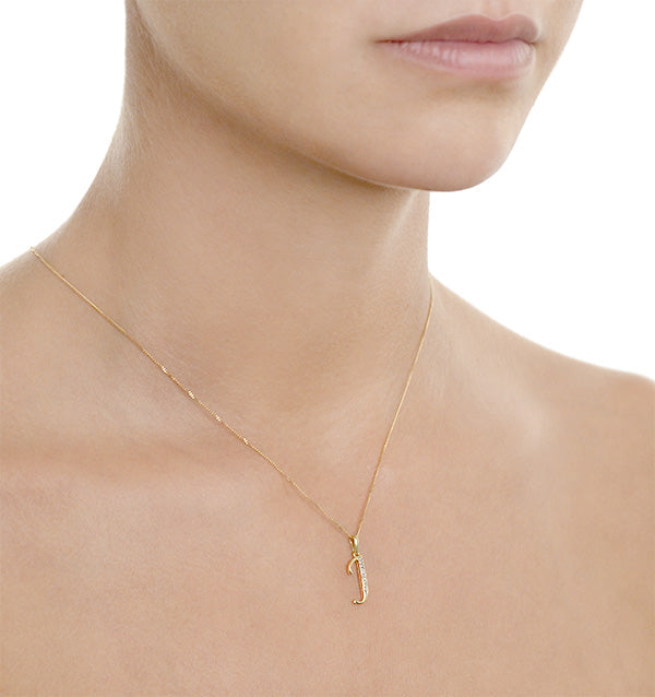 9K Gold Diamond Initial 'J' Necklace 0.05ct